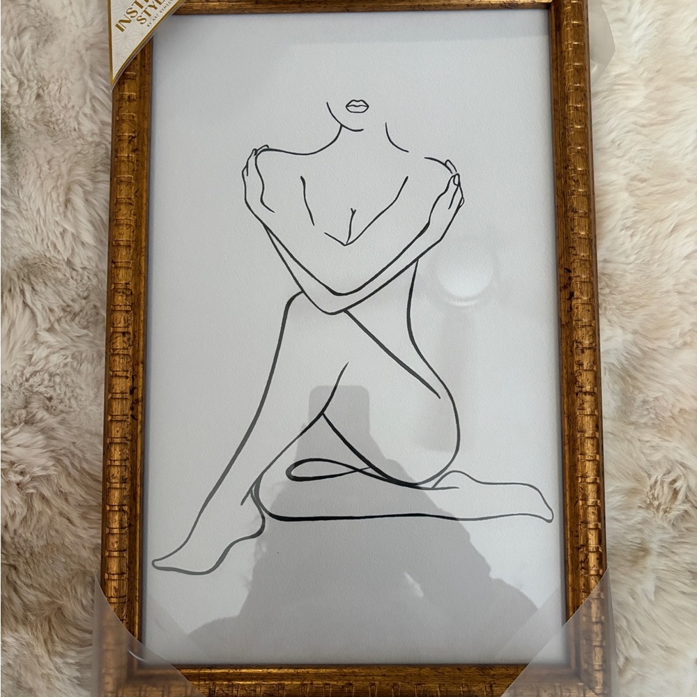 Gold Framed Minimalist Line Art